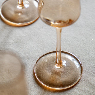 Flute Glass Amber (4pk) 74x74x230mm - KC at HOME