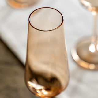 Flute Glass Amber (4pk) 74x74x230mm - KC at HOME