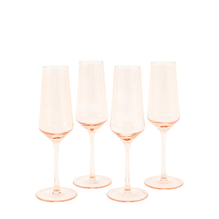 Flute Glass Amber (4pk) 74x74x230mm - KC at HOME