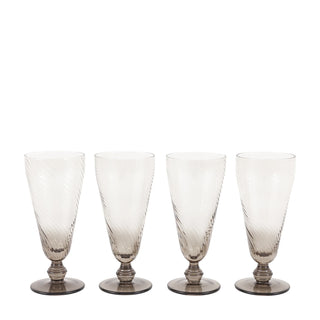 Swirl Flute Glass Smoked Grey (4pk) 72x72x166mm - KC at HOME