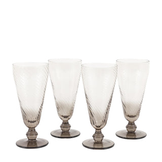 Swirl Flute Glass Smoked Grey (4pk) 72x72x166mm - KC at HOME