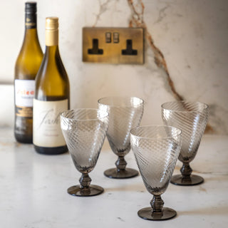Swirl Wine Glass Smoked Grey (4pk) 92x92x145mm - KC at HOME