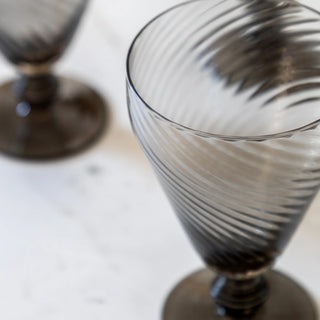 Swirl Wine Glass Smoked Grey (4pk) 92x92x145mm - KC at HOME