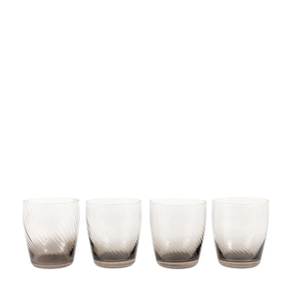 Swirl Tumbler Glass Smoked Grey (4pk) 85x85x97mm - KC at HOME