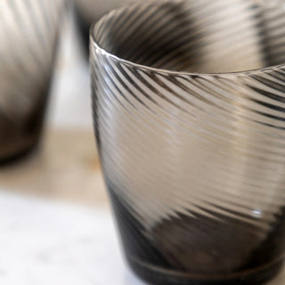Swirl Tumbler Glass Smoked Grey (4pk) 85x85x97mm - KC at HOME
