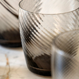 Swirl Tumbler Glass Smoked Grey (4pk) 85x85x97mm - KC at HOME