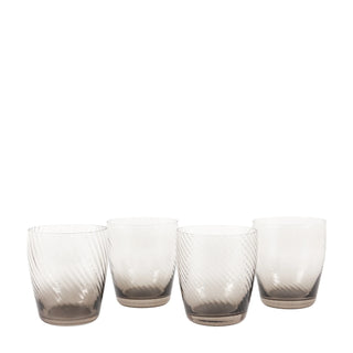 Swirl Tumbler Glass Smoked Grey (4pk) 85x85x97mm - KC at HOME