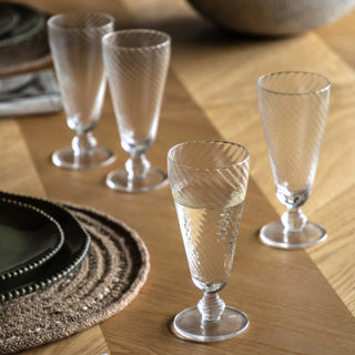 Swirl Flute Glass Clear (4pk) 72x72x165mm - KC at HOME