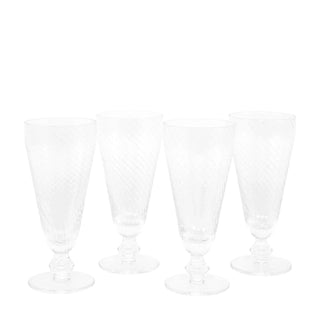 Swirl Flute Glass Clear (4pk) 72x72x165mm - KC at HOME