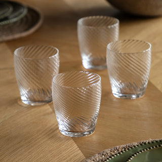 Swirl Tumbler Glass Clear (4pk) 85x85x97mm - KC at HOME
