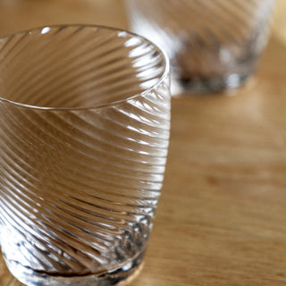 Swirl Tumbler Glass Clear (4pk) 85x85x97mm - KC at HOME