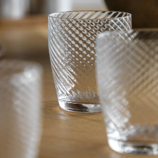 Swirl Tumbler Glass Clear (4pk) 85x85x97mm - KC at HOME