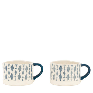 Ikat Diamond Print Mugs Blue (4pk) - KC at HOME