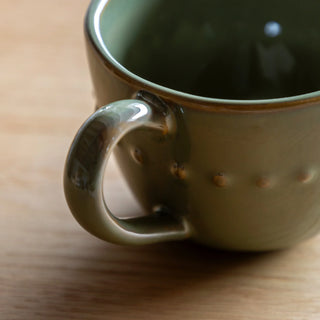 Organic Beaded Mug Olive (4pk) 145x110x80mm - KC at HOME