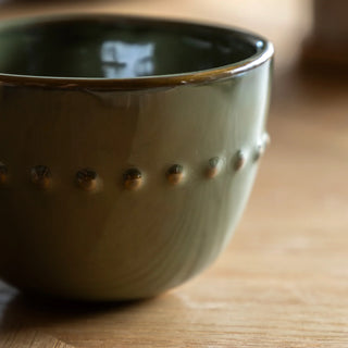 Organic Beaded Mug Olive (4pk) 145x110x80mm - KC at HOME