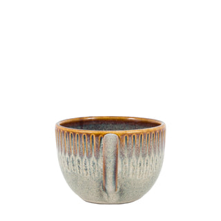 Organic Ridged Mug Stone (4pk) 145x110x80mm