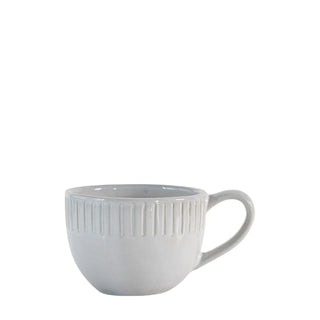 Organic Ridged Mug White (4pk) 145x110x80mm - KC at HOME