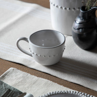 Organic Beaded Mug White (4pk) 145x110x80mm - KC at HOME