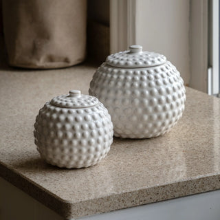 Alba Beaded Trinket Jar White - KC At Home
