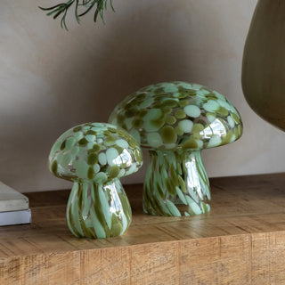 Confetti Glass Mushrooms Forest Green - Set of 2 - KC at HOME
