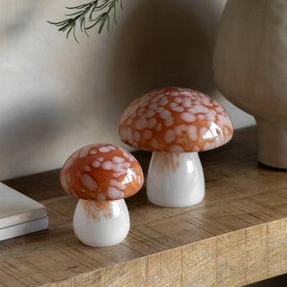 Confetti Glass Mushrooms Burnt Orange - Set of 2 - KC at HOME