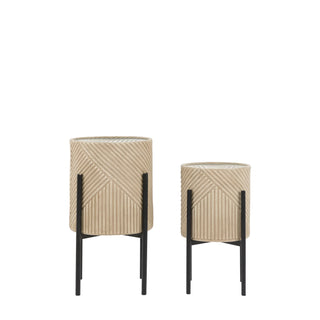 Arta Metal Planters Stone and Black (Set of 2) - KC at HOME