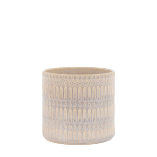 Alaro Embossed Planter Taupe - KC at HOME