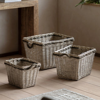 Aspen Woven Log Basket Natural (Set of 3) - KC at HOME