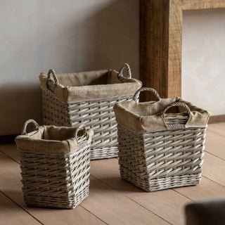 Faden Square Lined Basket Natural (Set of 3) - KC at HOME