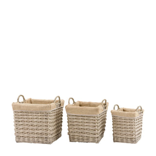 Faden Square Lined Basket Natural (Set of 3) - KC at HOME