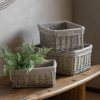 Sylva Sq Lined Basket Grey (Set of 3) - KC at HOME