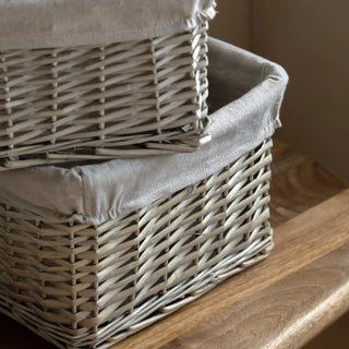 Sylva Sq Lined Basket Grey (Set of 3) - KC at HOME