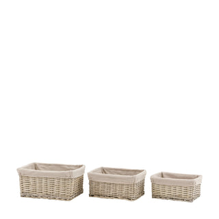Sylva Sq Lined Basket Grey (Set of 3) - KC at HOME