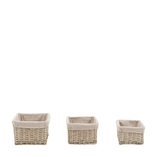 Sylva Sq Lined Basket Grey (Set of 3) - KC at HOME