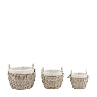 Aro Round Lined Baskets Natural (Set of 3) - KC at HOME