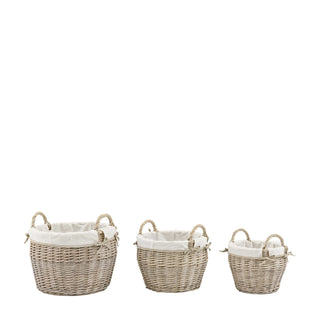 Aro Round Lined Baskets Natural (Set of 3) - KC at HOME