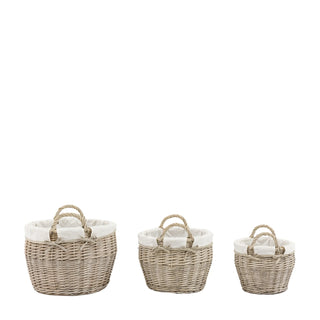 Aro Round Lined Baskets Natural (Set of 3) - KC at HOME