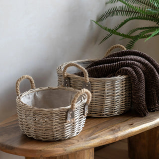 Eden Round Basket Handle Natural (Set of 2) - KC at HOME