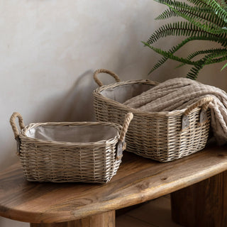 Eden Oval Basket Handle Natural (Set of 2) - KC at HOME