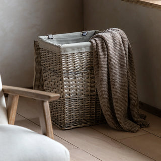 Lina Lined Laundry Basket Grey - KC at HOME