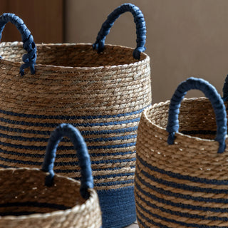 Drift Seagrass Basket Blue Striped (Set of 3) - KC at HOME