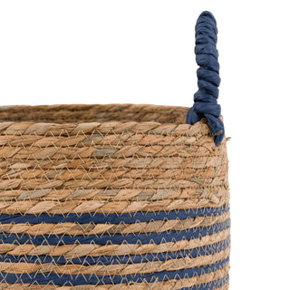 Drift Seagrass Basket Blue Striped (Set of 3) - KC at HOME