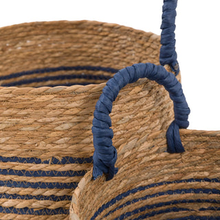 Drift Seagrass Basket Blue Striped (Set of 3) - KC at HOME