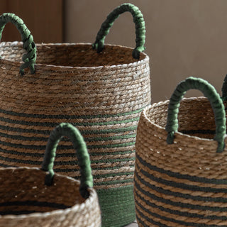 Drift Seagrass Basket Olive Striped (Set of 3) - KC at HOME