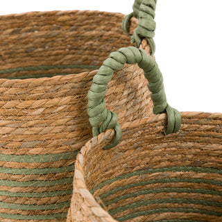 Drift Seagrass Basket Olive Striped (Set of 3) - KC at HOME