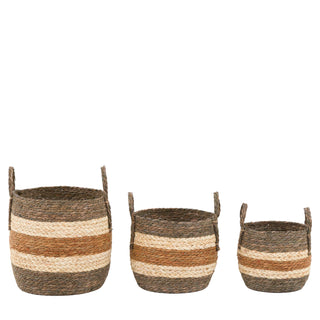 Orra Brown Striped Basket (Set of 3) - KC at HOME