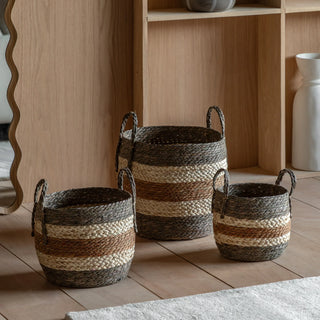 Orra Brown Striped Basket (Set of 3) - KC at HOME