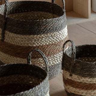 Orra Brown Striped Basket (Set of 3) - KC at HOME