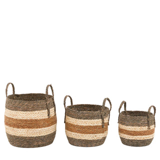 Orra Brown Striped Basket (Set of 3) - KC at HOME