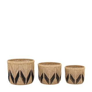 Cameroon Baskets Natural & Black (Set of 3) - KC at HOME